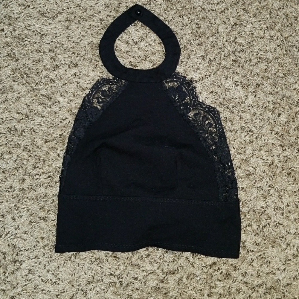 Black Halter Top Cropped ~ FIRM PRICE