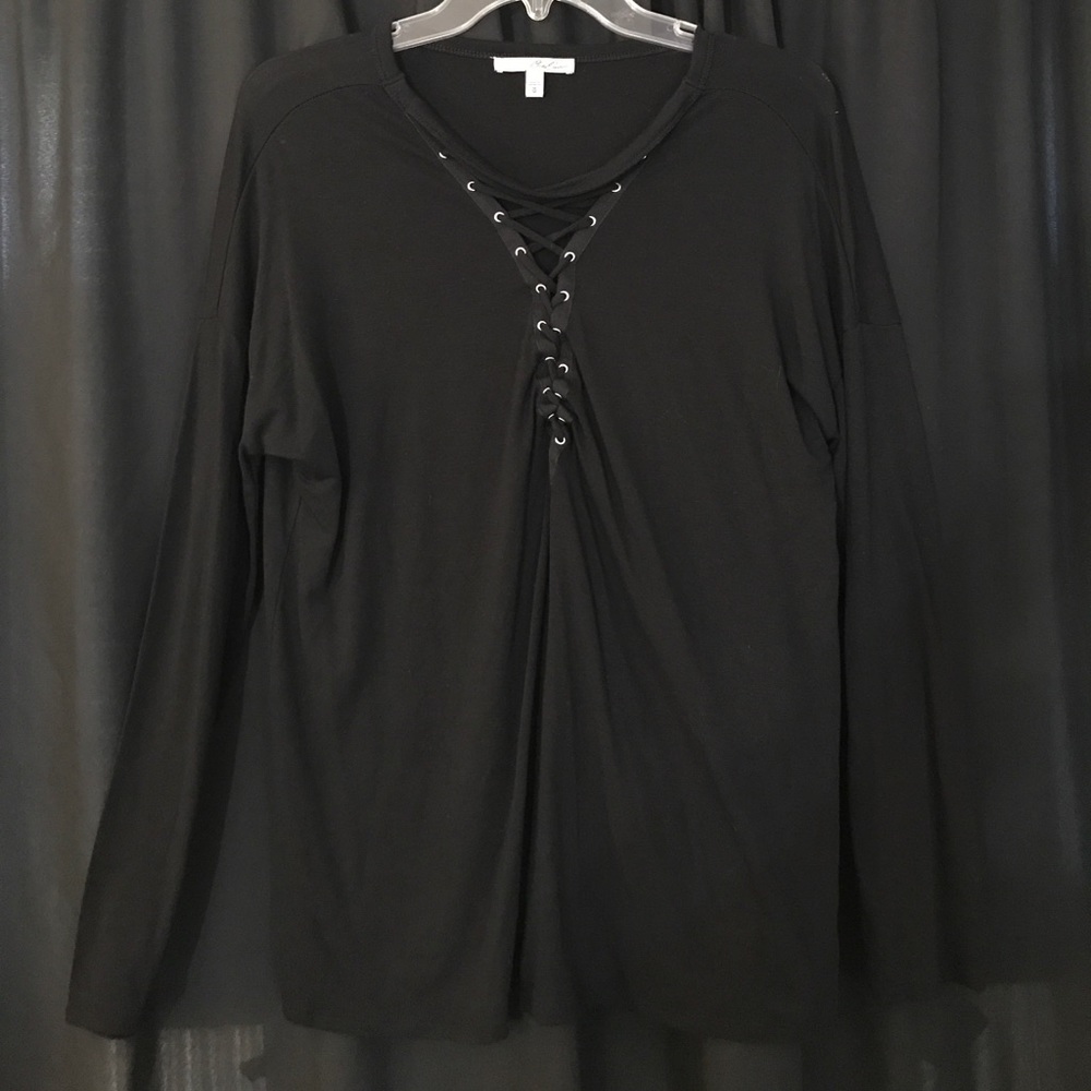 Express shoe lace tie long sleeve shirt
