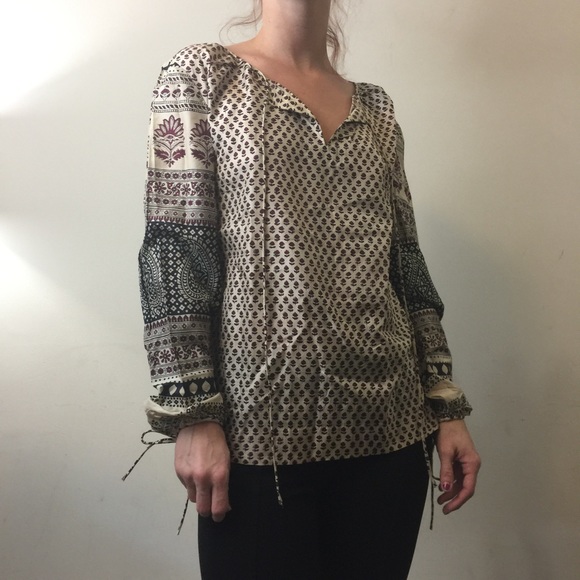 Saks Fifth Avenue Tops - Vintage Saks Fifth Ave Silk Bohemia Print Top