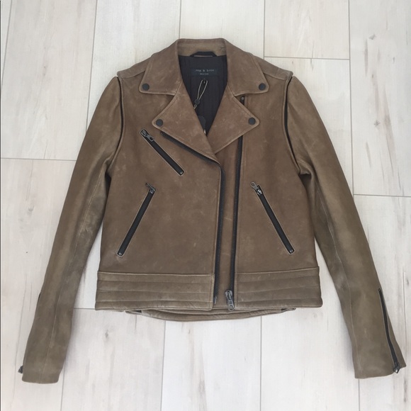 ❌SOLD❌ NWT Rag&Bone Bowery Leather Jacket in Moss - Picture 3 of 8