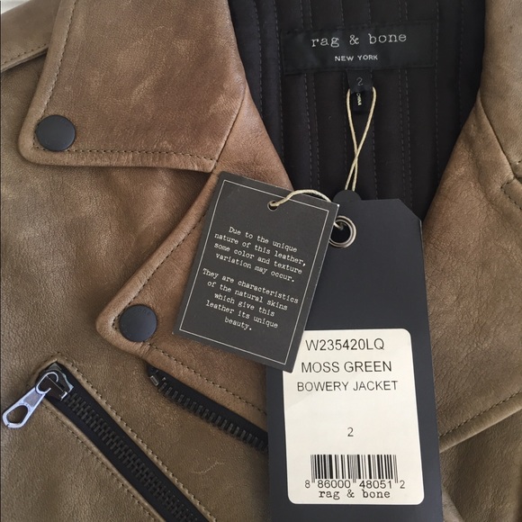 ❌SOLD❌ NWT Rag&Bone Bowery Leather Jacket in Moss - Picture 7 of 8