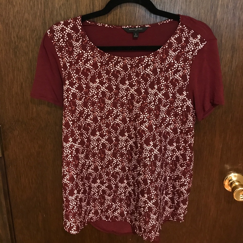 Maroon and Cream Snakeskin Banana Republic Blouse