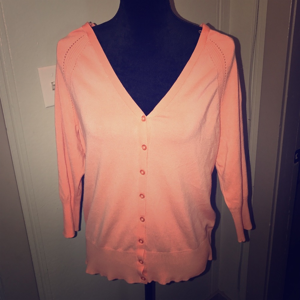 Peach V-neck Cardigan