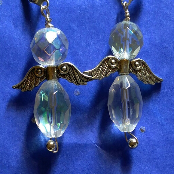 #0104 Large Swarovski Angel Earrings & Pendant - Picture 3 of 3