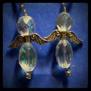 #0104 Large Swarovski Angel Earrings & Pendant