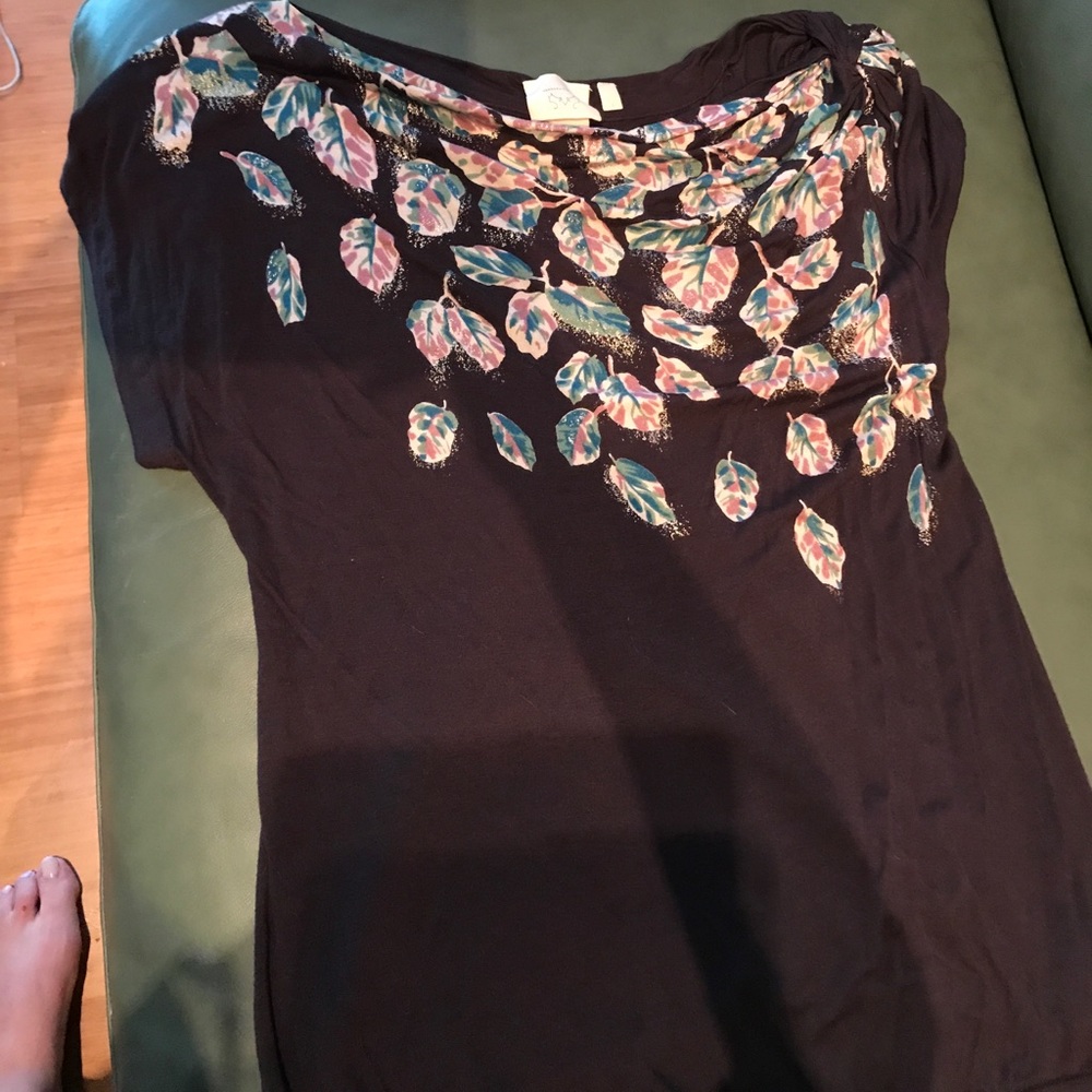 Dark gray off shoulder anthropologie top