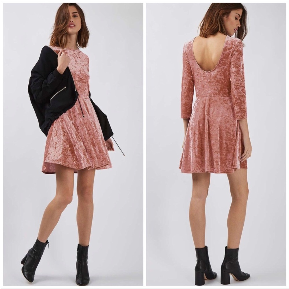 ✨ HP ✨NWT PINK CRUSHED VELVET TOPSHOP DRESS