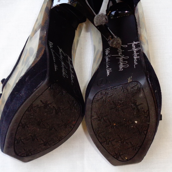 Kardashian Kollection Mesh Leopard Peep Toe Heels - Picture 5 of 7