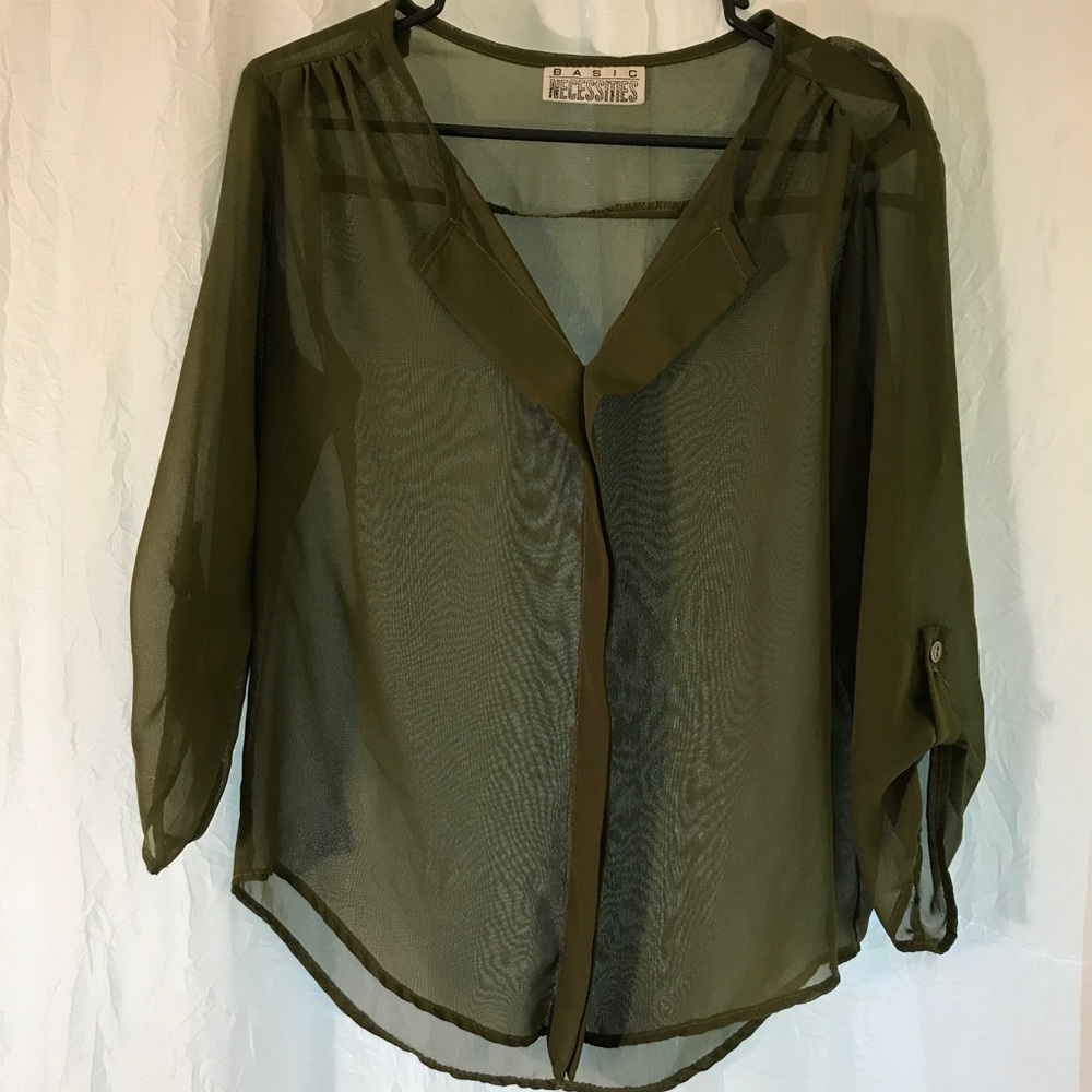 Olive green sheer blouse