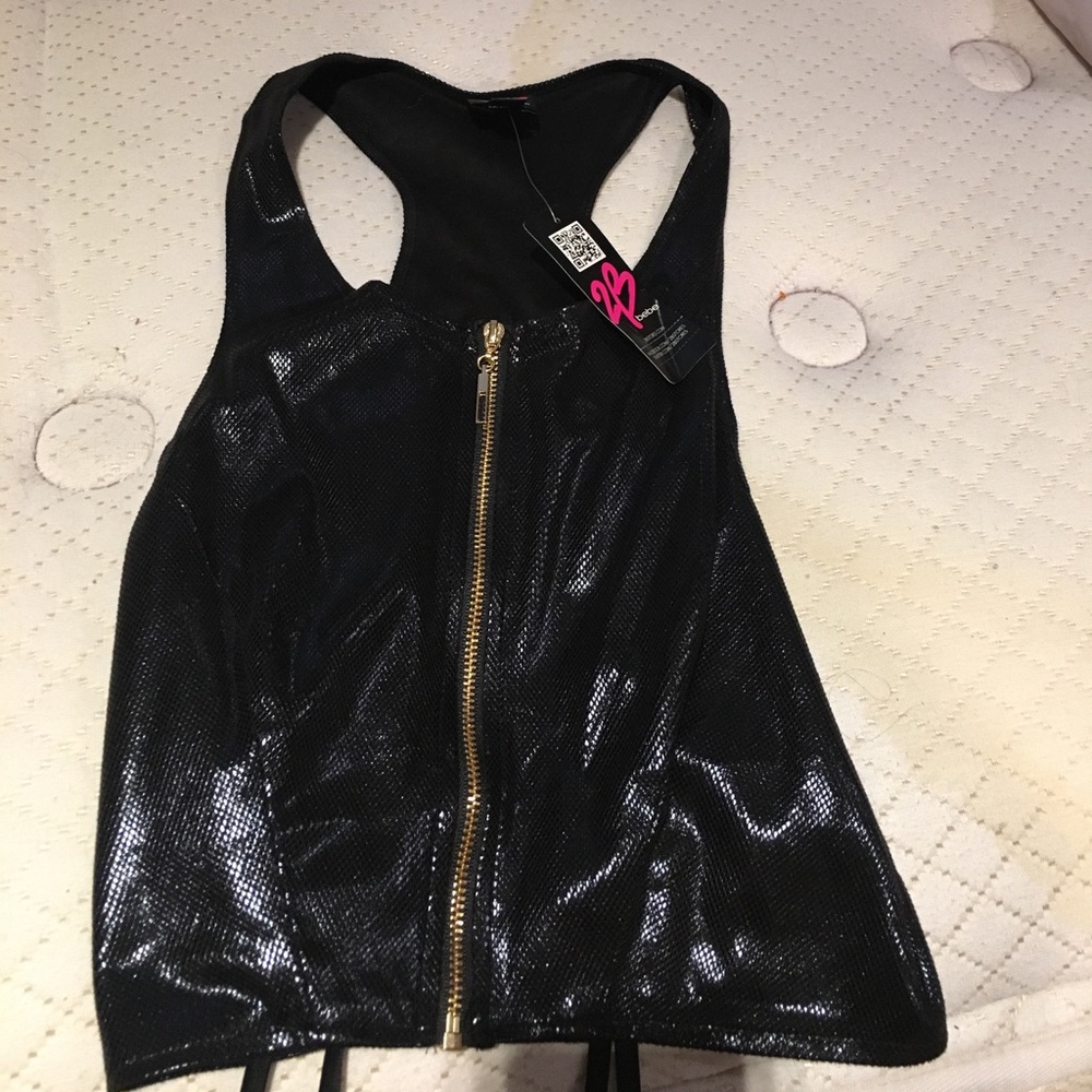 Crop top black with front zipper