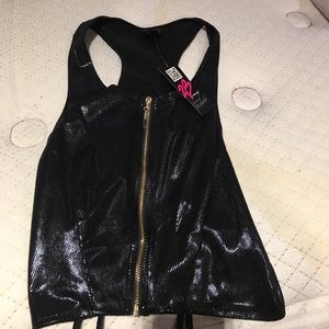 Crop top black with front zipper