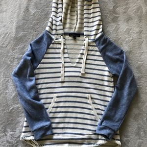 Blue striped long sleeve blouse