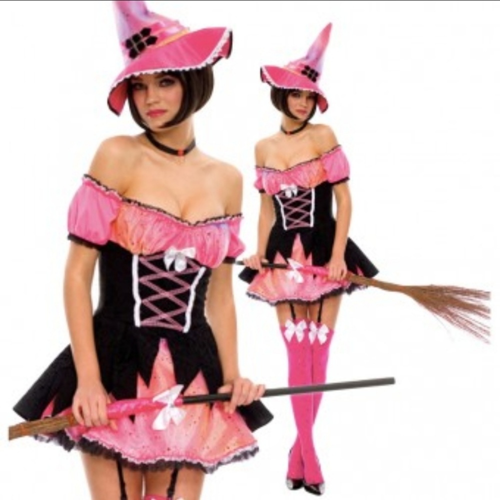 Music legs off-shoulder pinky witch costume