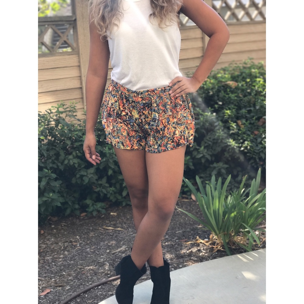 Fall Flowy Printed Shorts