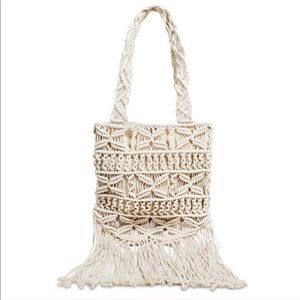 Fringe Macrame Boho Bag in Ivory Fringe Macrame Boho Bag in Ivory