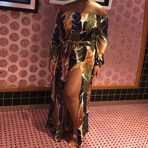 Floral double slit dress