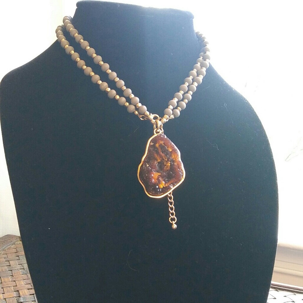 Druzy beaded necklace