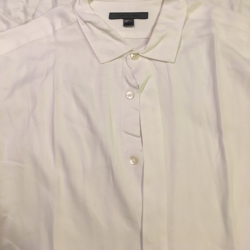 John Varvatos white herringbone shirt