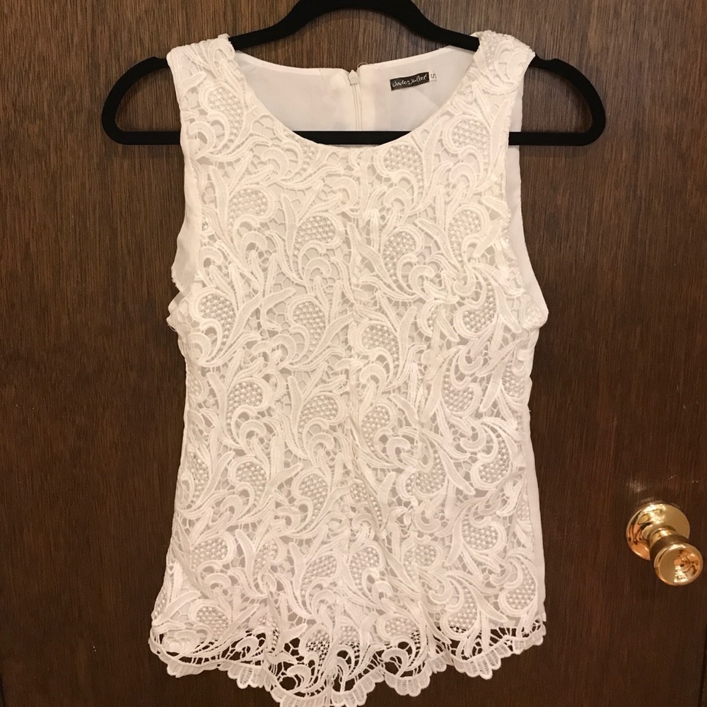 White Lace Sleeveless Lined Gorgeous tank top!
