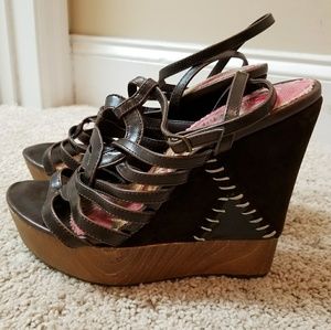 Brown platform wedges