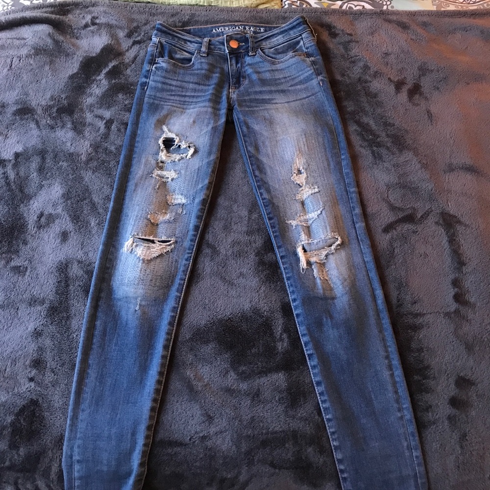 American Eagle Faux Destroyed Skinny Jeans Size 0
