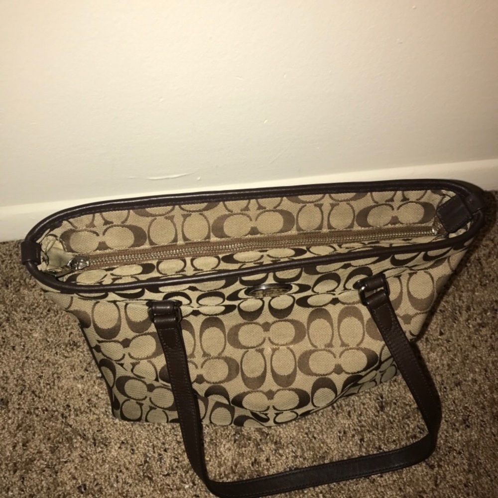 Brown Monogram Coach tote