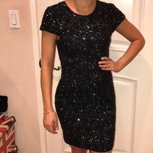 Alice & Olivia black sequin dress