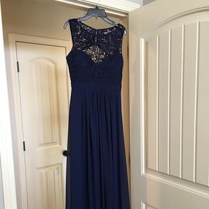 Navy blue Maxi length Lace top dress.