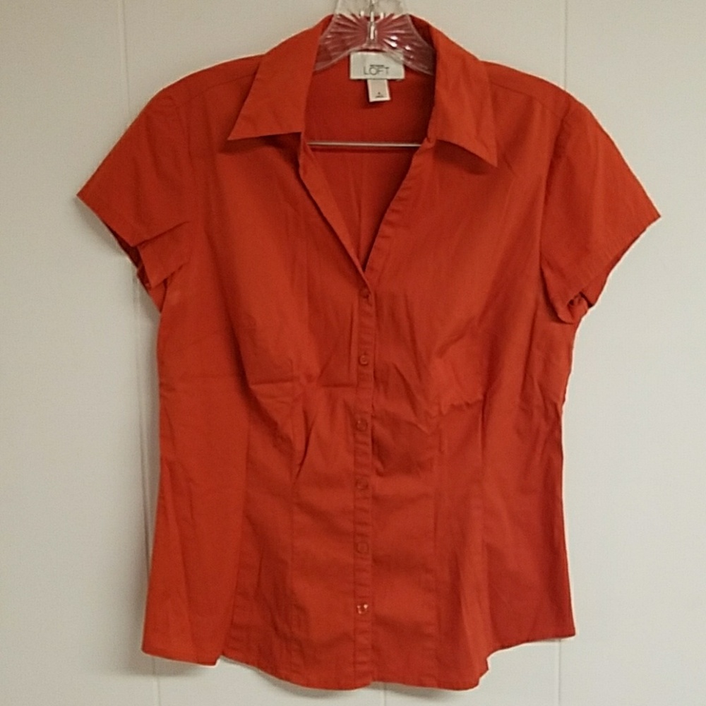 Short Sleeve Button Up by Ann Taylor Loft - Orange