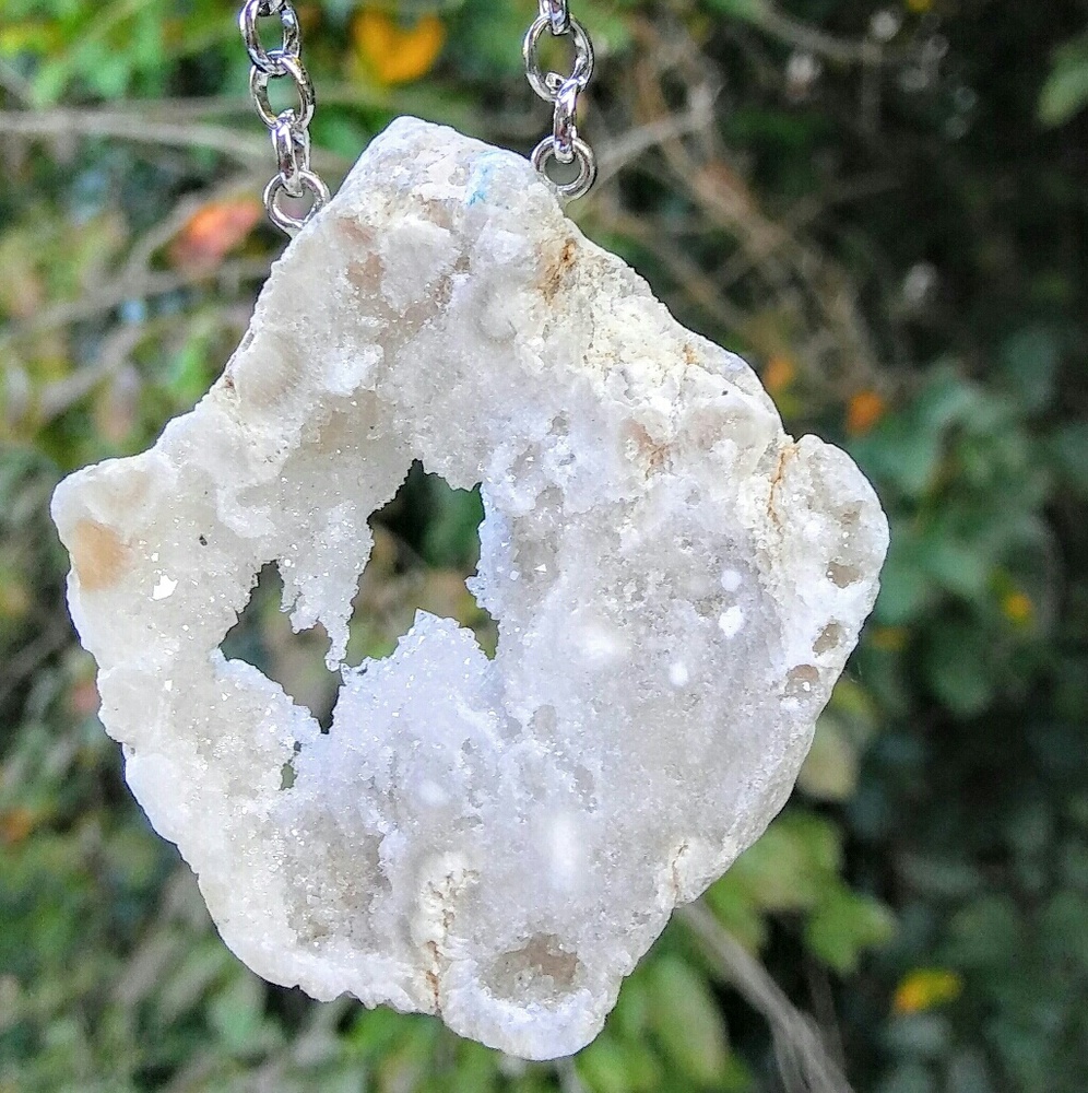 White Open Agate Necklace