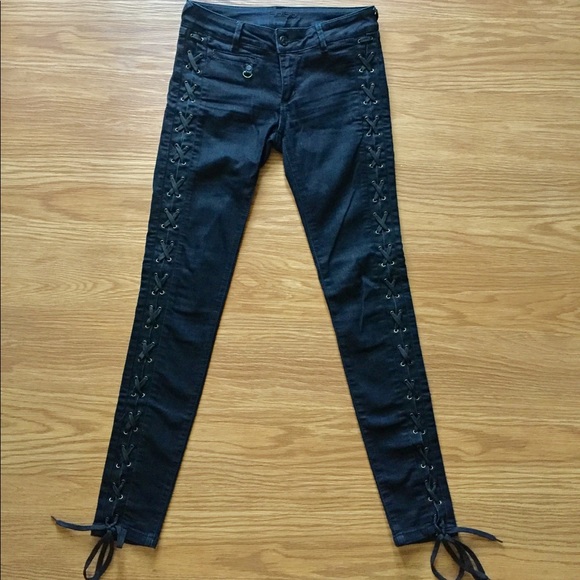 bebe lace up jeans