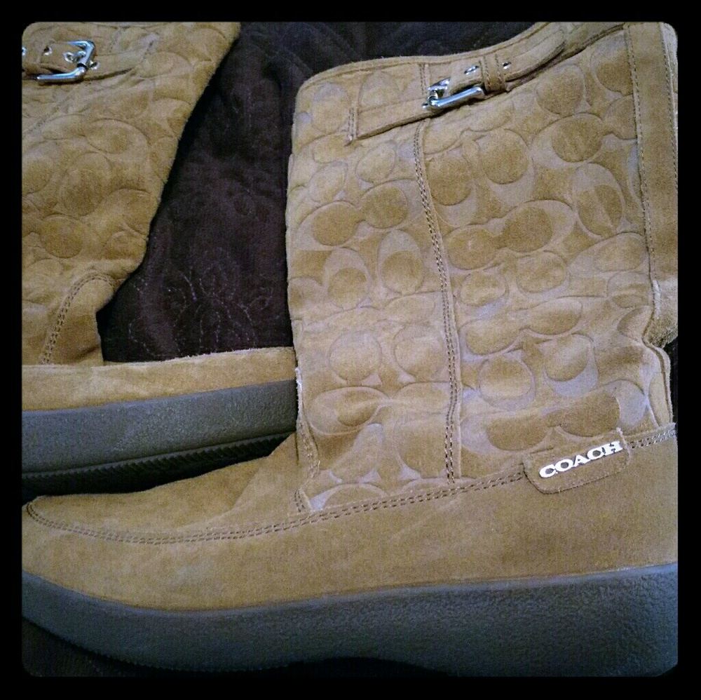 Coach suede leather fleece lined boots