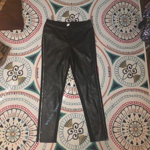 Leather/ knit moto legging