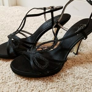 Black satin dress shoes - wedding - cocktail