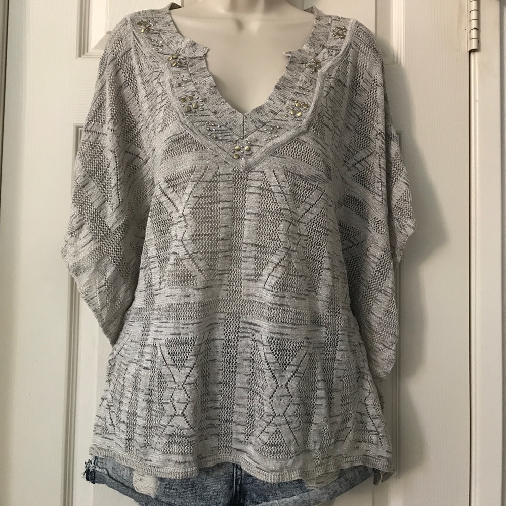 White House Black Market Gray Poncho Sweater