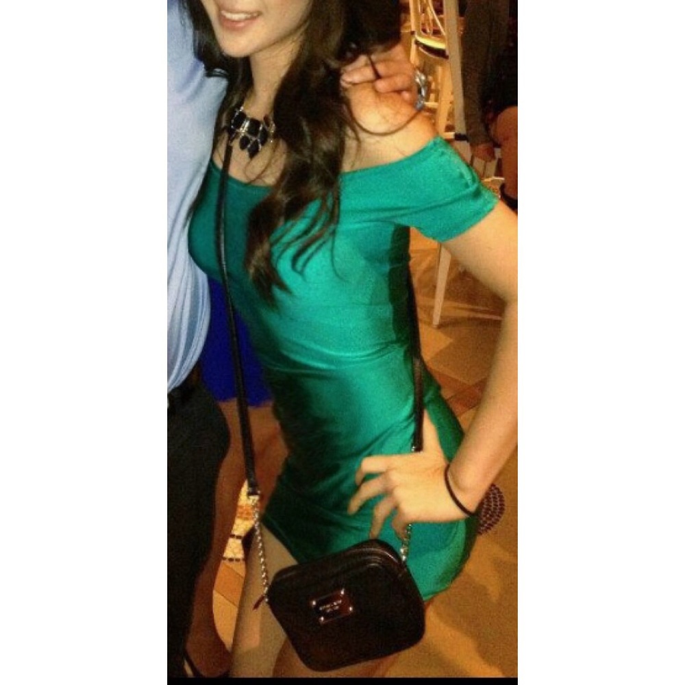 Teal Green Bodycon Off-the-Shoulder Dress Size XS