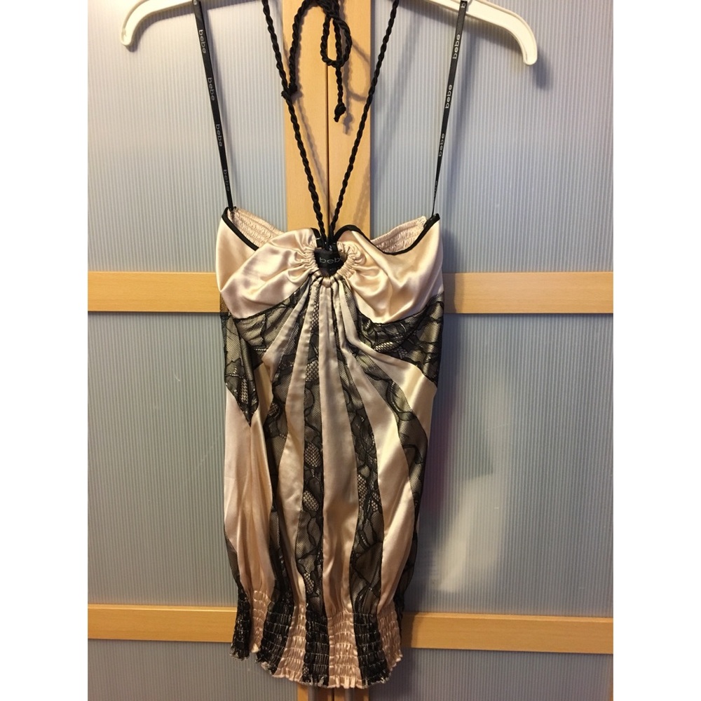 Bebe pink and black lace top