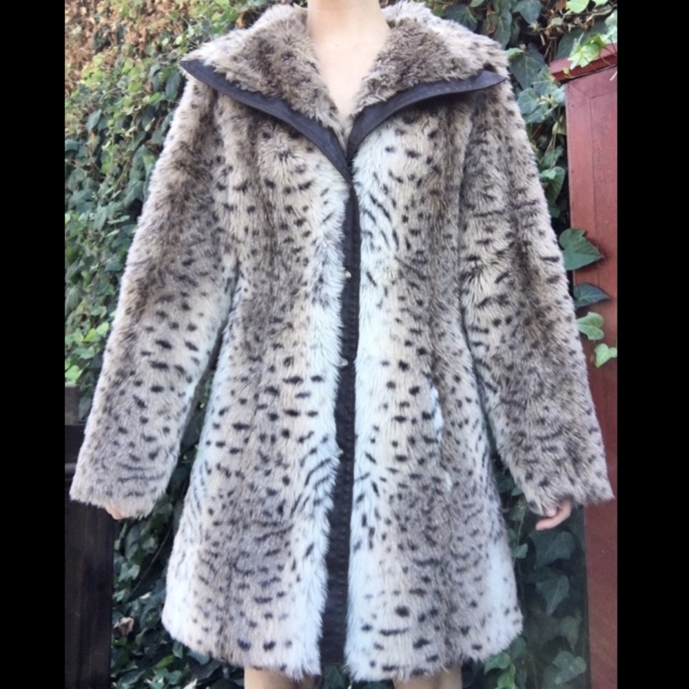 Faux Fur Leopard Cheetah Coat Vintage XS S M