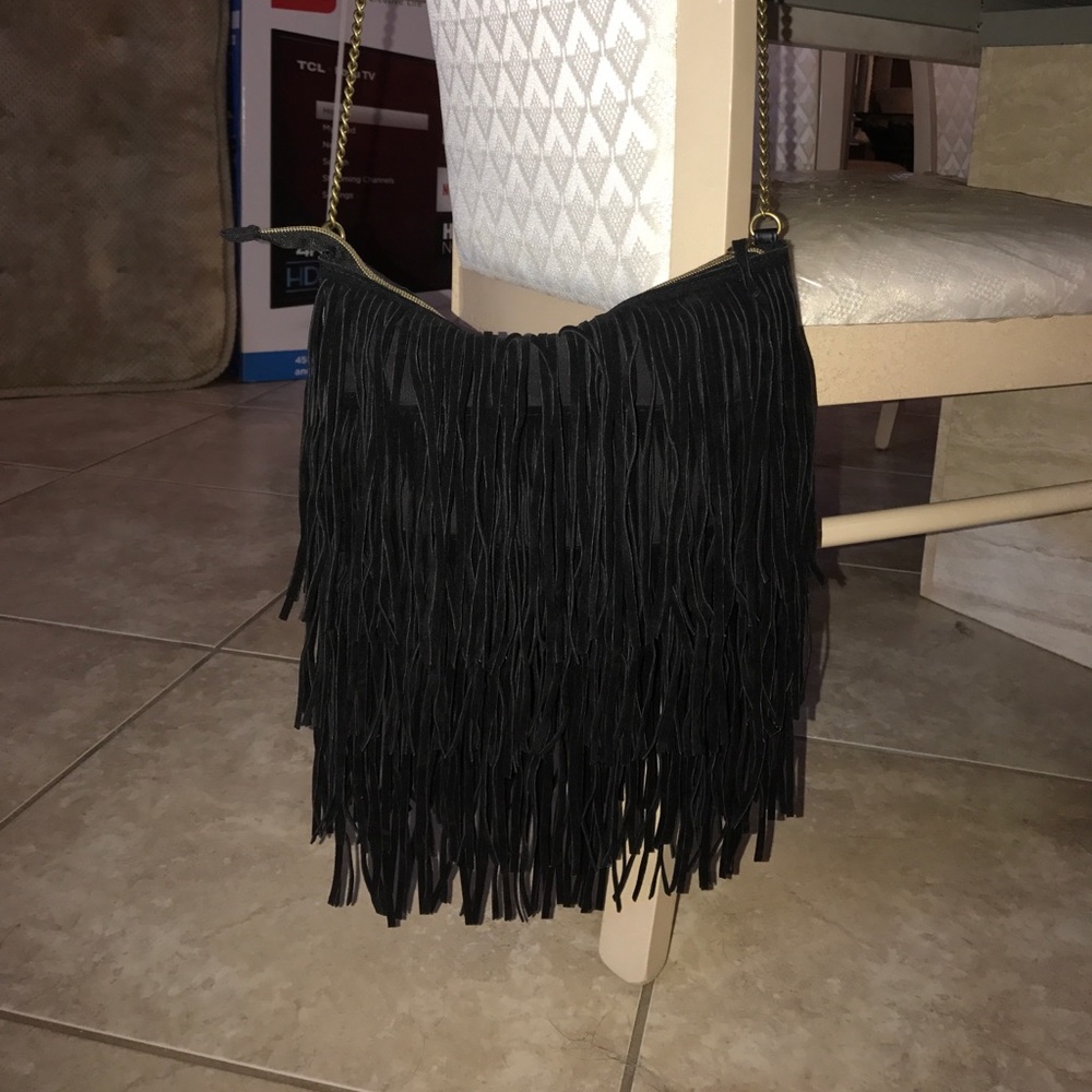 Black fringed purse