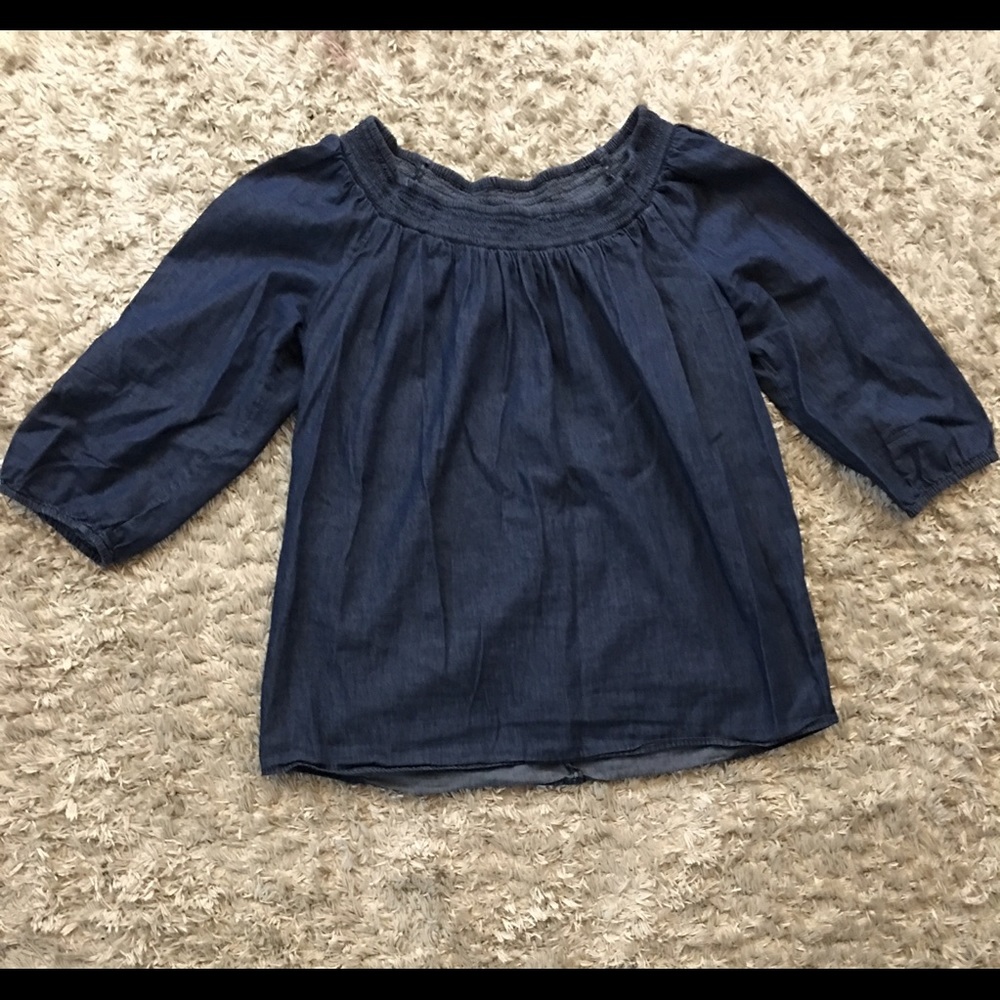 3 quarter sleeve off shoulder denim shirt sz L