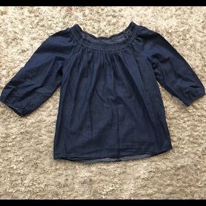 3 quarter sleeve off shoulder denim shirt sz L