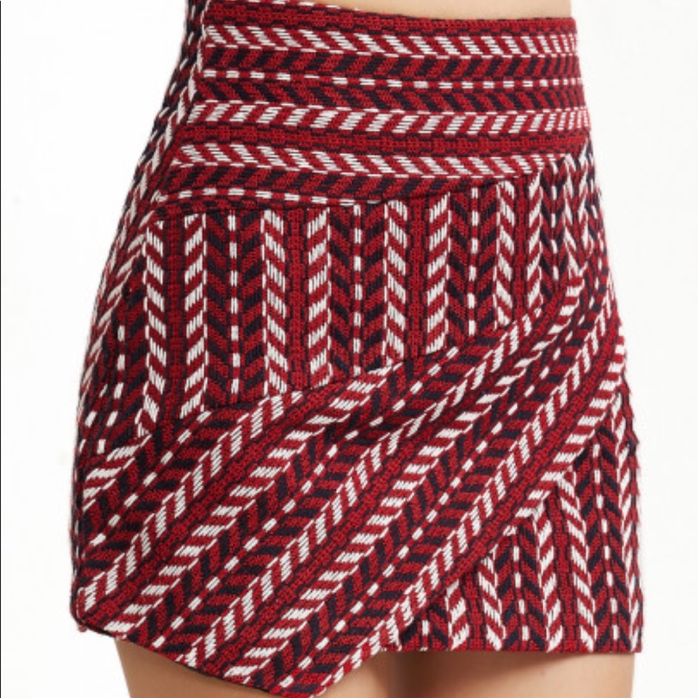 Crochet burgundy asymmetrical zipper back skirt