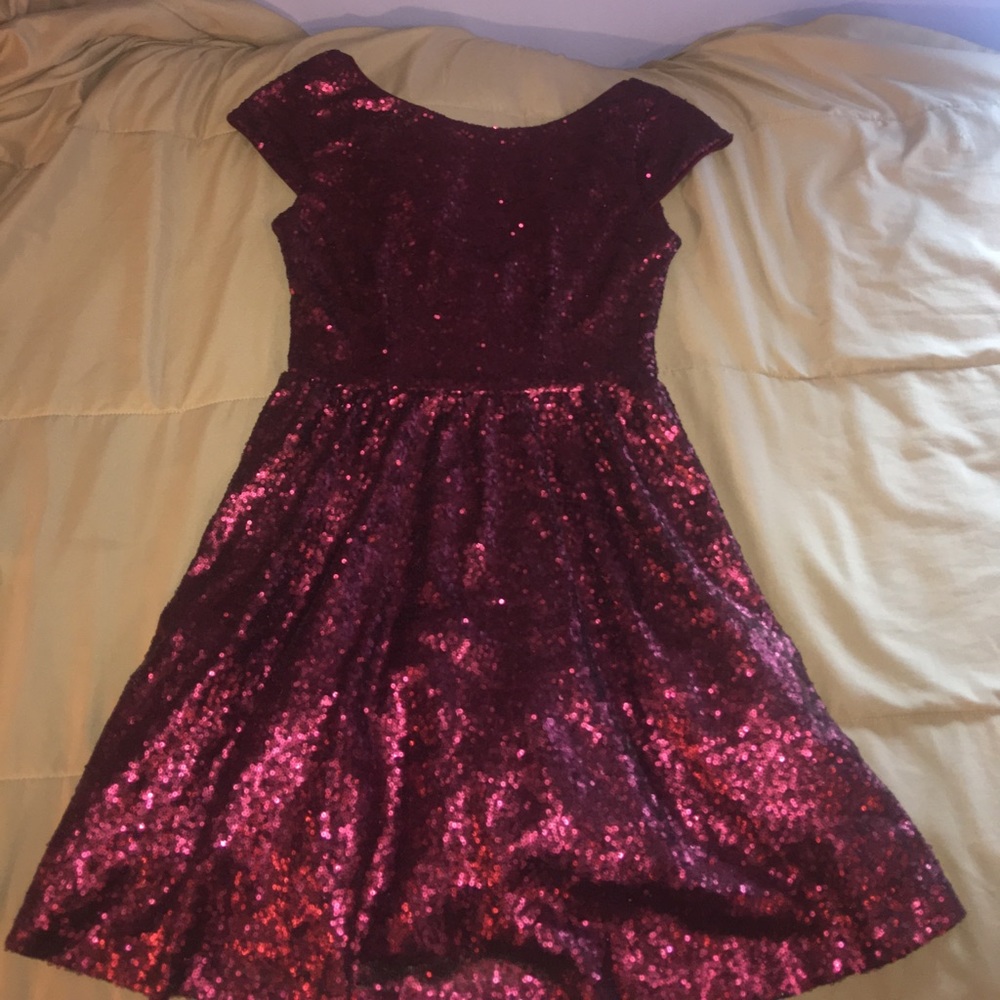 maroon sequin dress