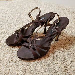 Brown satin dress shoes - wedding - cocktail