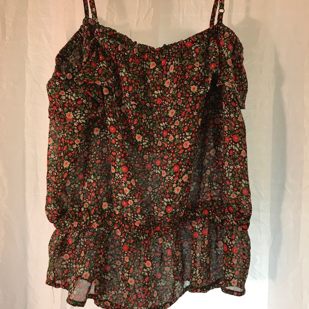 Bouquet of flowers sheer top