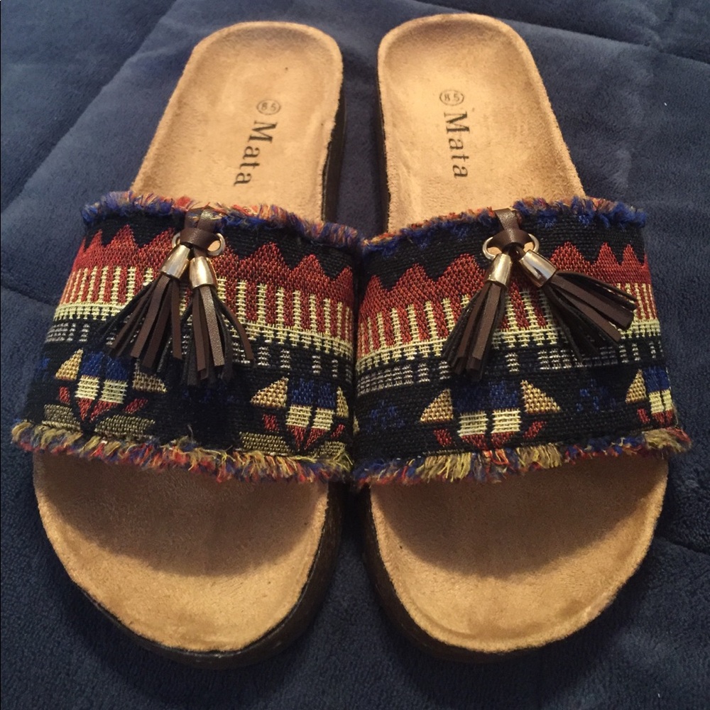 MOVING SALE! Tribal patterned slides