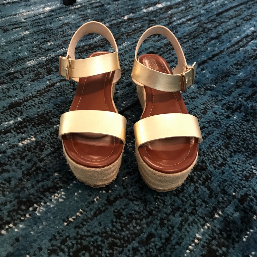Gold Metallic Platform Espadrilles sandals