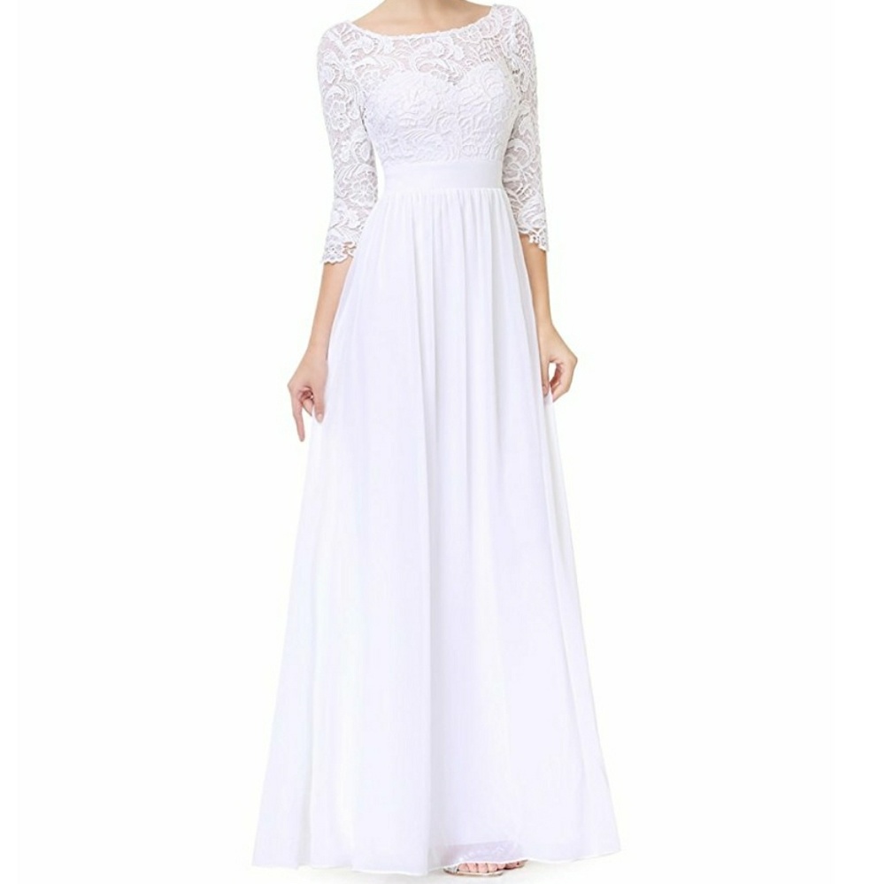 Simple lace boho wedding dress