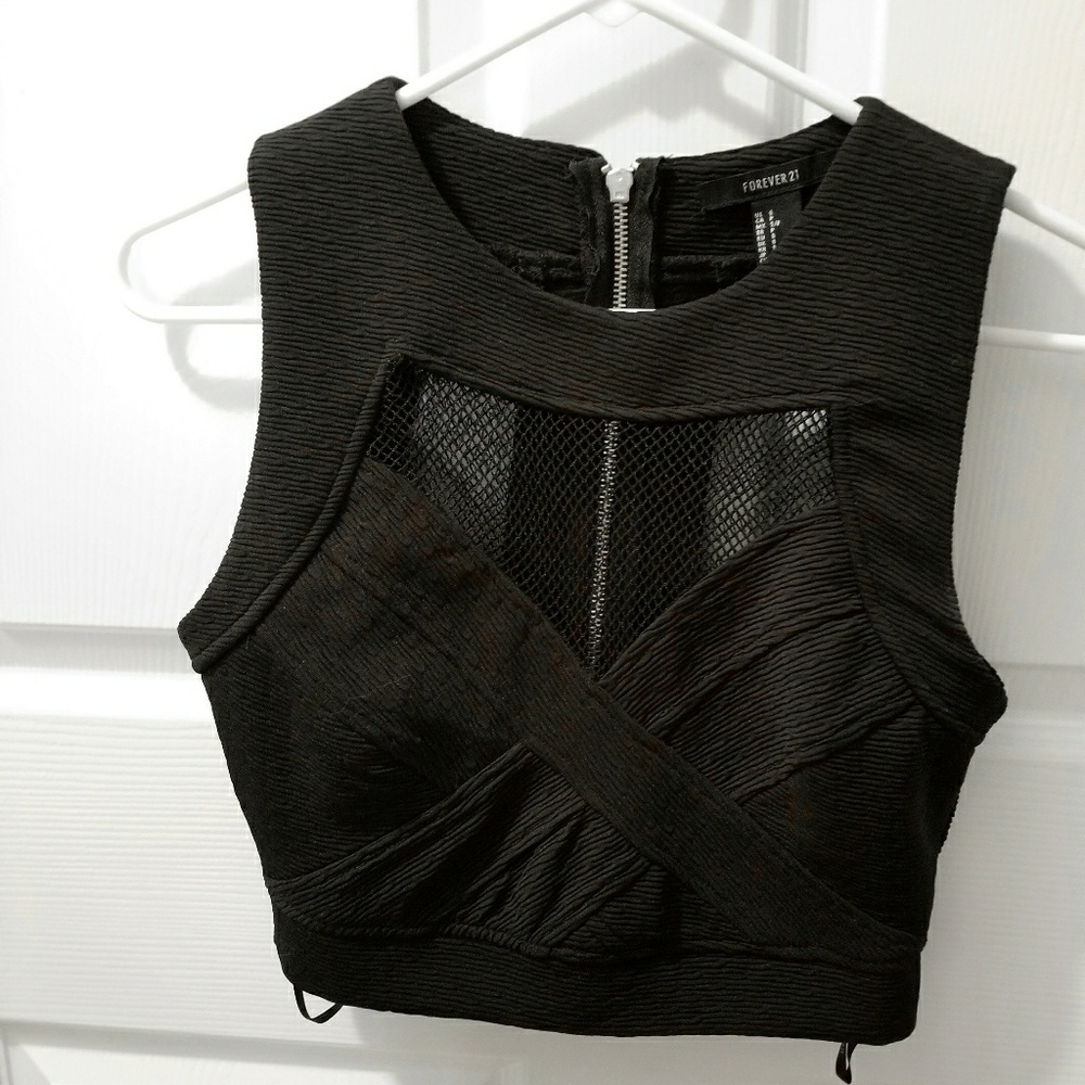 Forever21 Black mesh crop top