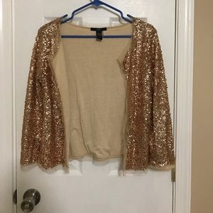 Gold Sequined Open Cardigan